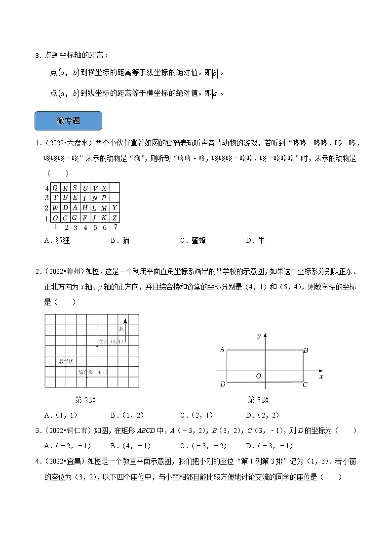 最新中考数学必考考点总结+题型专训  专题12 平面直角坐标系篇 （全国通用）02