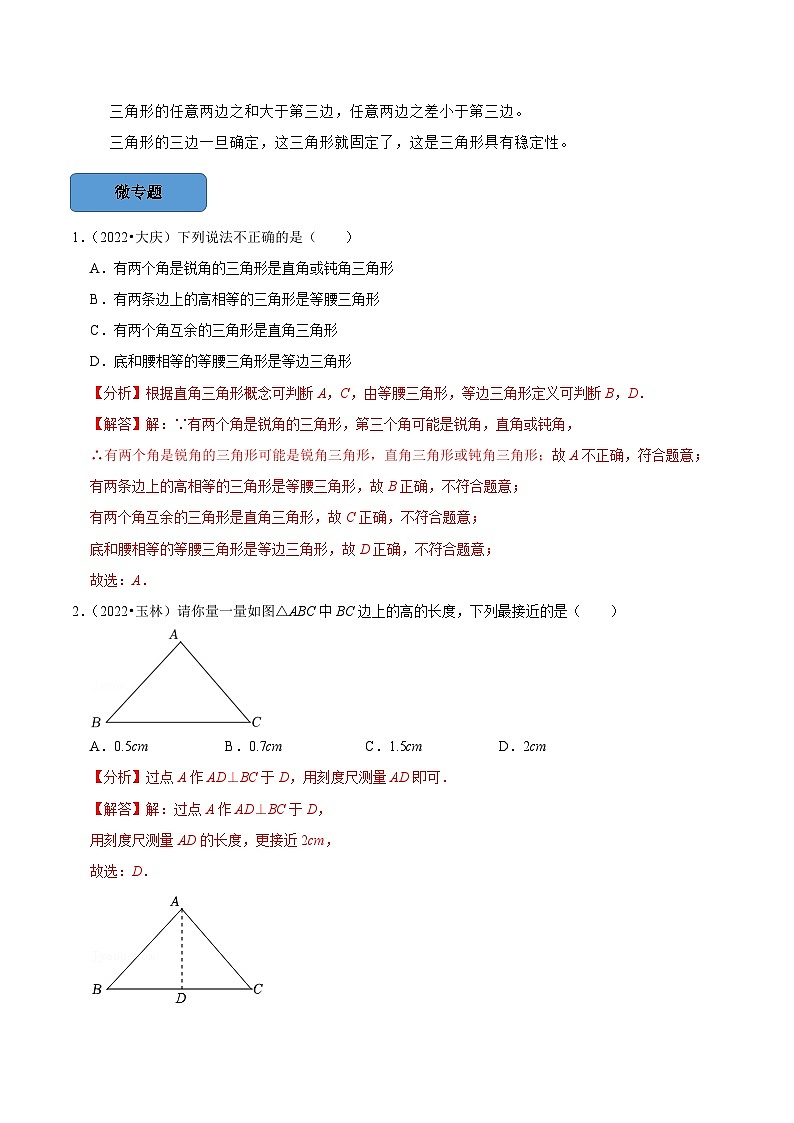 专题19 三角形与全等三角形篇（解析版）第2页