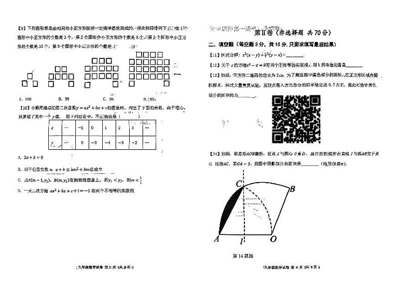 2024年山东省济宁市太白湖新区九年级下学期第一次模拟考试数学试卷02