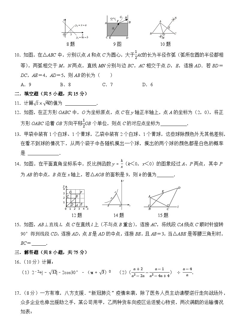 辽宁省盘锦市九年级中考一模前数学质量检测卷+02