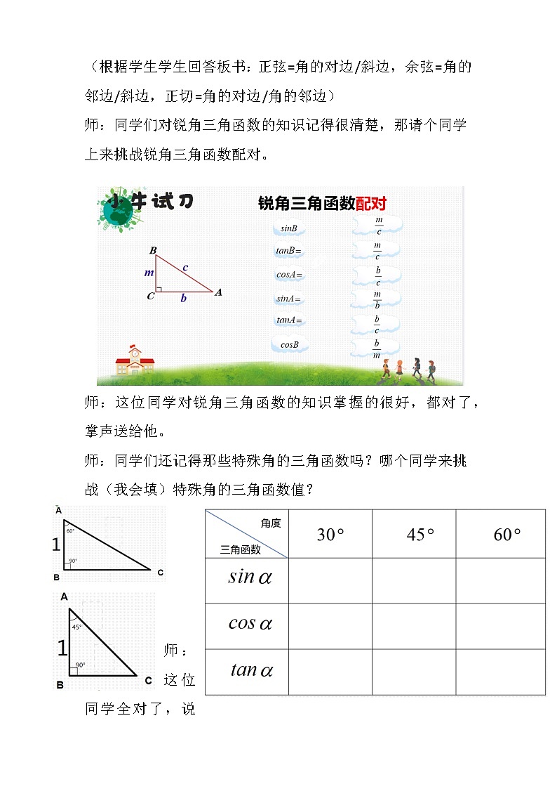 中考数学《解直角三角形及其应用》专题复习 教案第3页