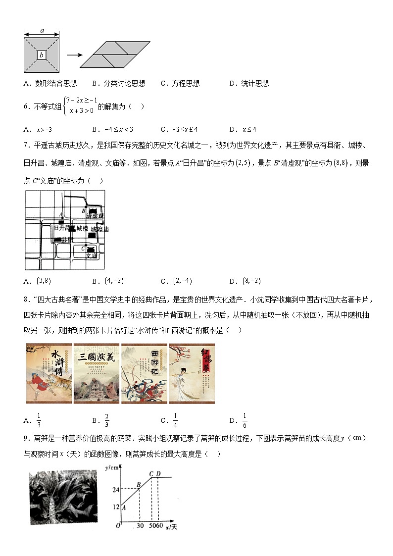 2024年山西省临汾市洪洞县中考二模数学试题（含解析）02