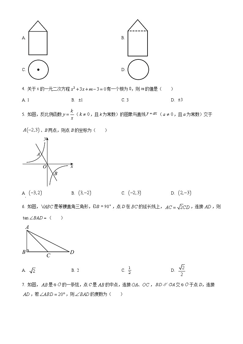 2024年陕西省渭南市澄城县中考一模数学试题（原卷版）第2页