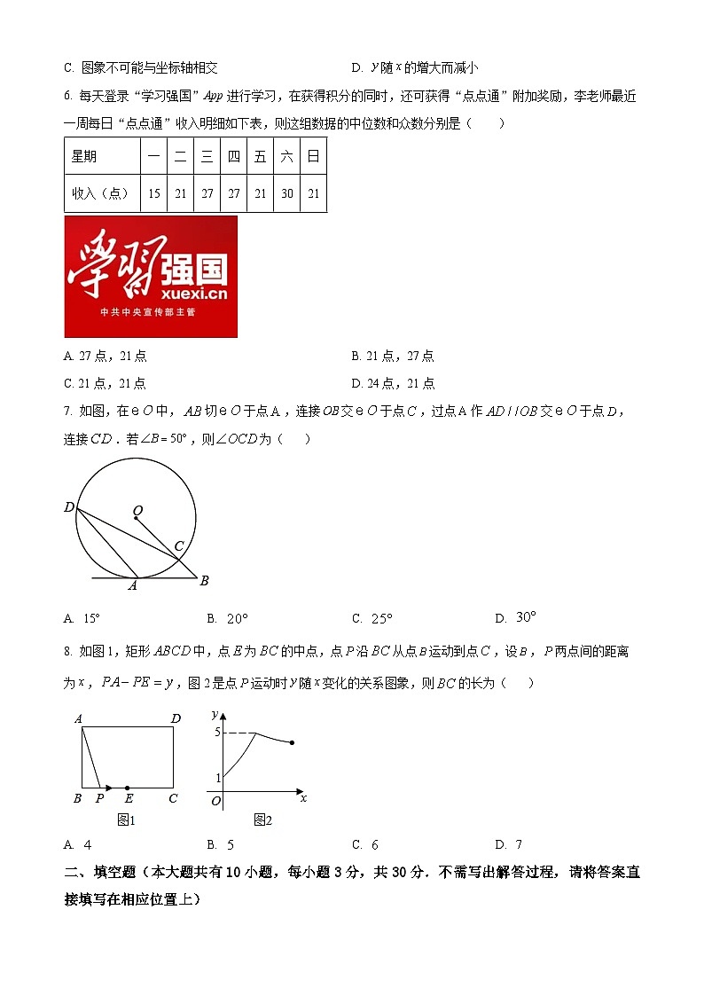 江苏处徐州市铜山区2023-2024学年九年级下学期3月份学情诊断数学试题（原卷版）第2页