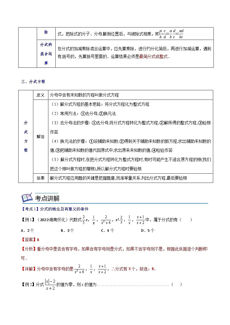 中考数学一轮考点复习精讲精练专题06 分式与分式方程【考点精讲】（2份打包，原卷版+解析版）02