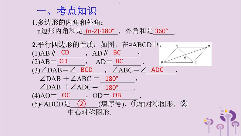 中考数学一轮复习课件 第5章 四边形第23课多边形与平行四边形（含答案）02