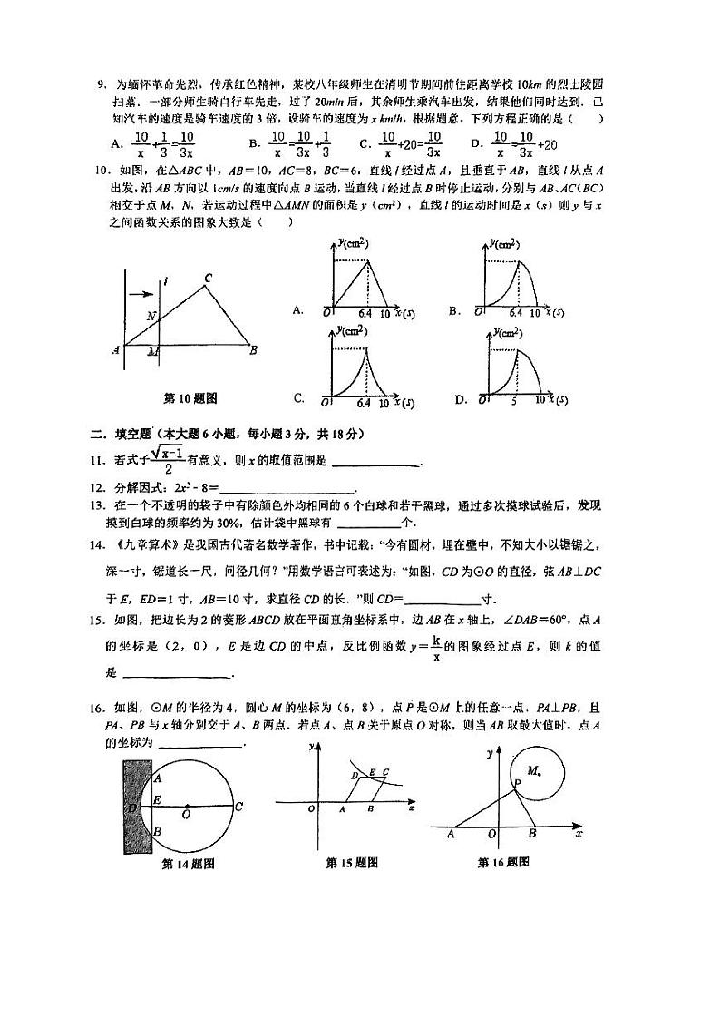 2024年广东省珠海市梅华中学中考一模数学试题第2页