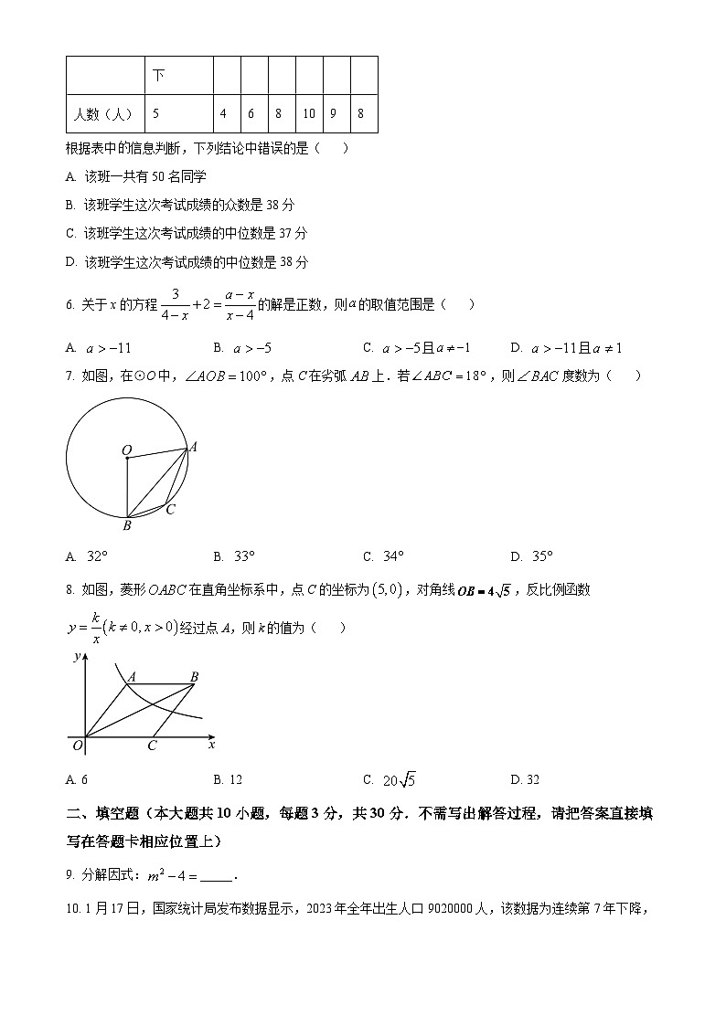 2024年江苏省宿迁市宿豫区九年级中考一模数学模拟试题（原卷版+解析版）02
