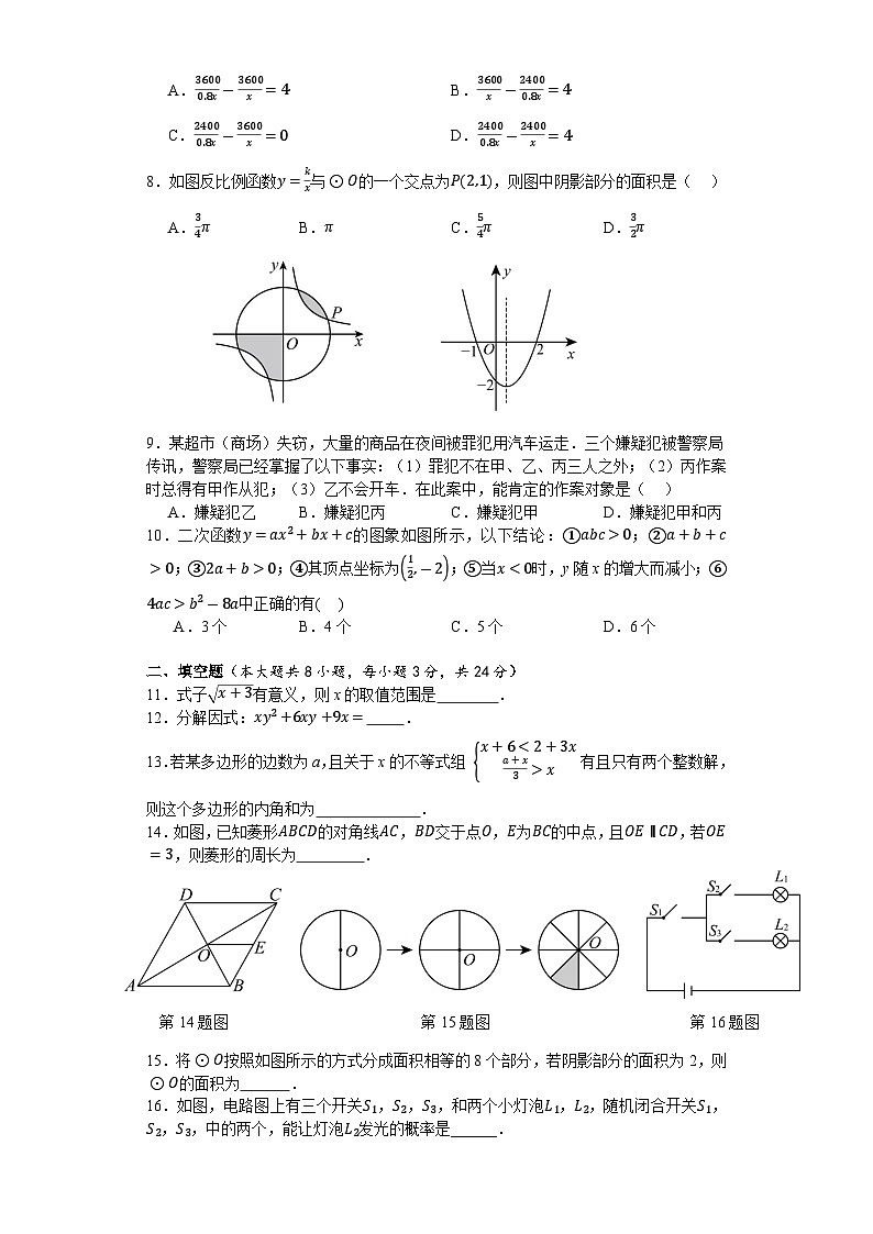 2024年湖南省初中学业水平考试数学冲刺卷（三）第2页