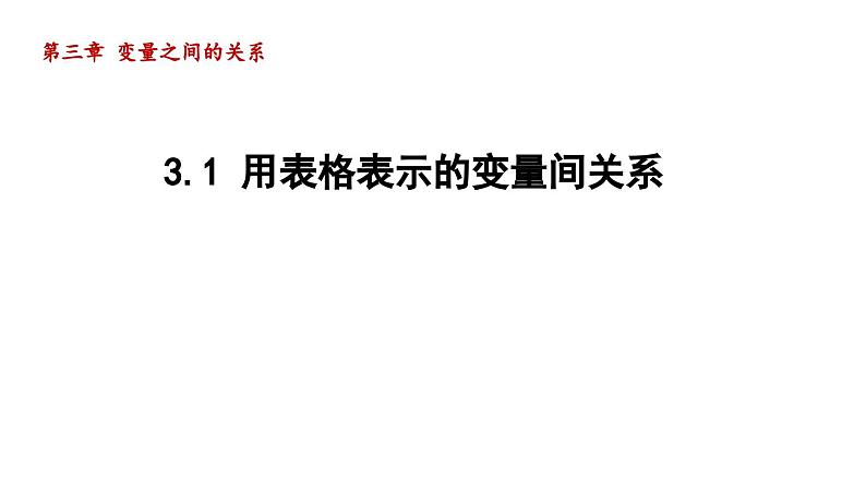 3.1 用表格表示的变量间关系 北师大版数学七年级下册导学课件第1页