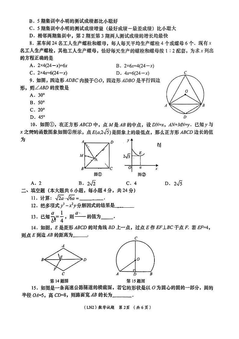 2024年甘肃省合水县部分学校+九年级+一模考试数学试题02