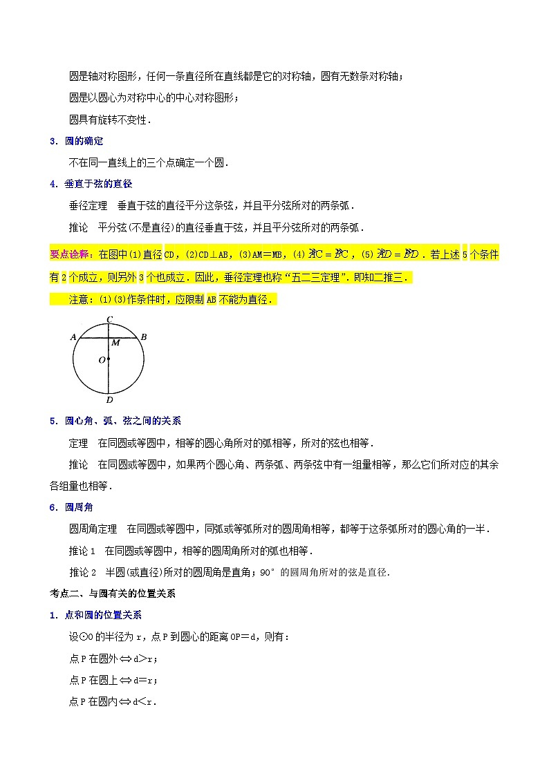 中考数学二轮复习冲刺第15讲 圆的有关概念、性质与圆有关的位置关系（知识精讲+真题练+模拟练+自招练）（原卷版）第2页