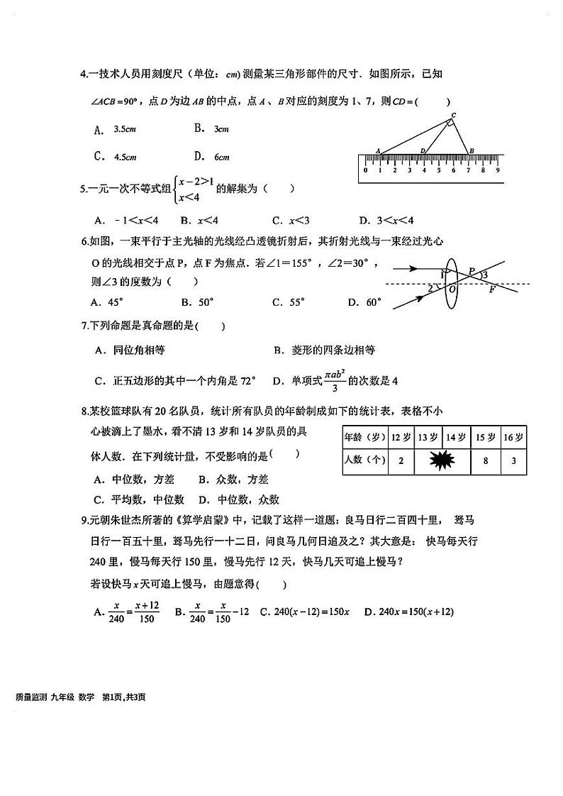 2024南京外国语九年级一模考试数学试卷02
