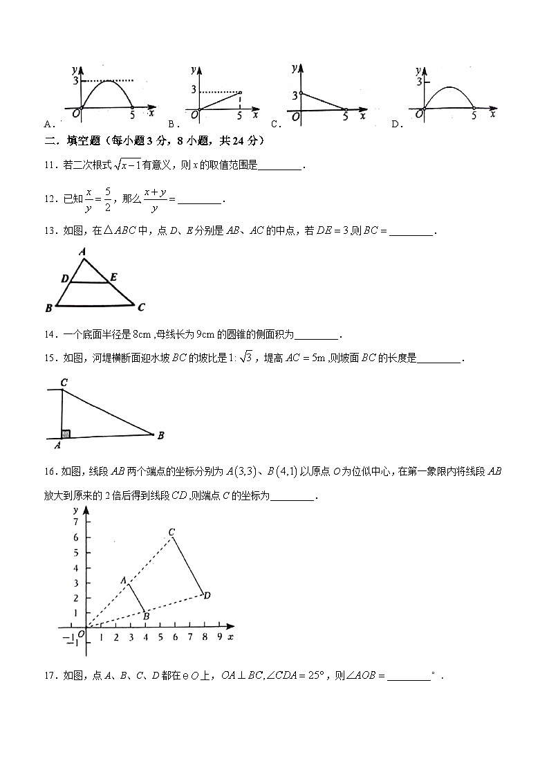 2024年湖南省衡阳市蒸湘区中考一模数学试题03