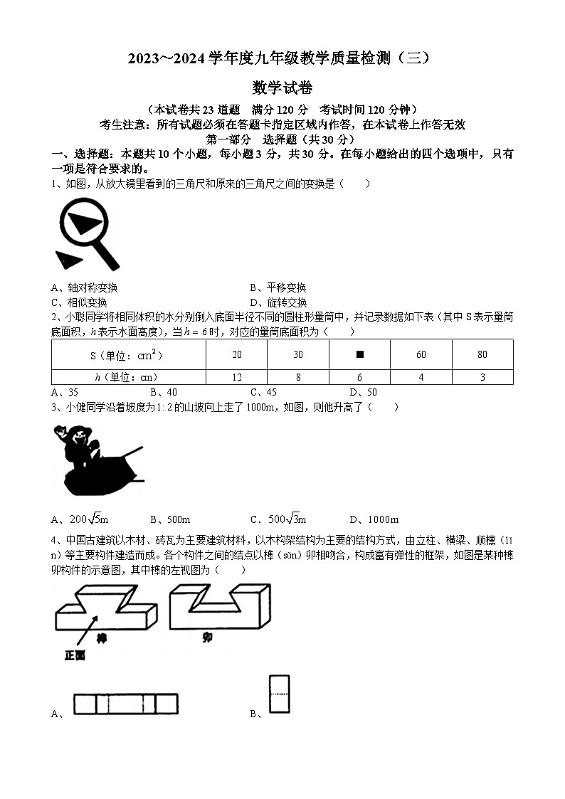 2024年辽宁省抚顺市望花区九年级中考三模数学模拟试题01