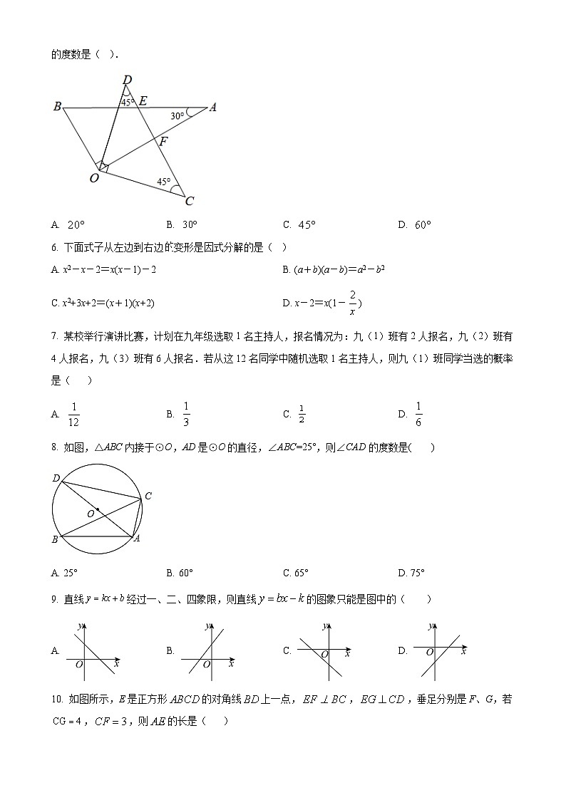 2024年安徽省滁州市凤阳县Z中考一模数学试题（原卷版+解析版）02