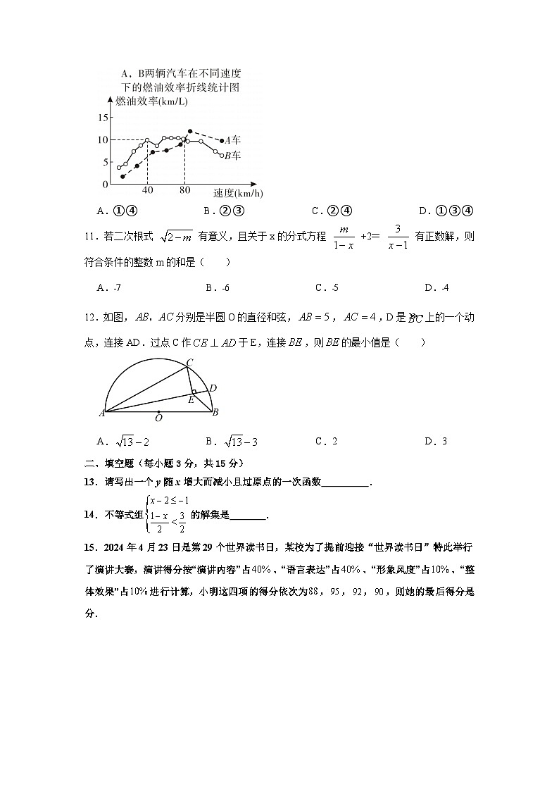 2024年山东省东营市东营区中考一模数学模拟试题（一）第3页