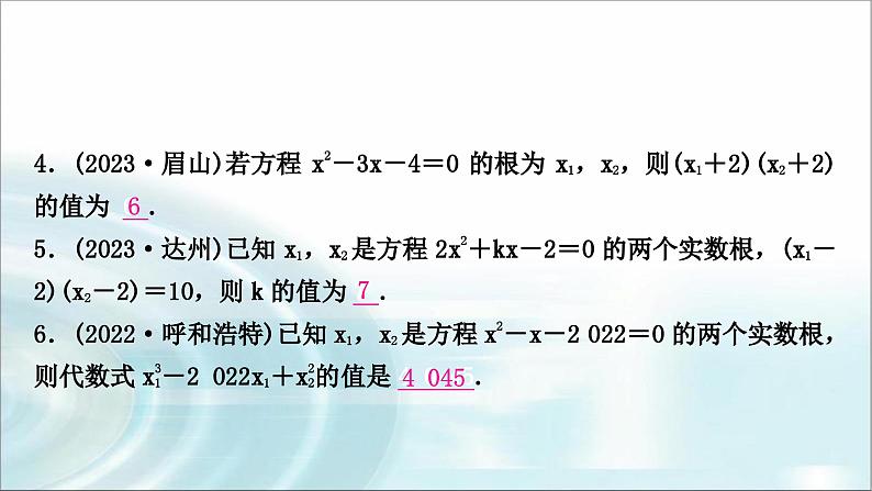 中考数学复习专项训练五一元二次方程根与系数关系课件05