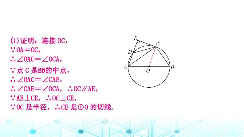 中考数学复习第六章圆重难突破微专题(九)与切线有关的常考模型教学课件第4页