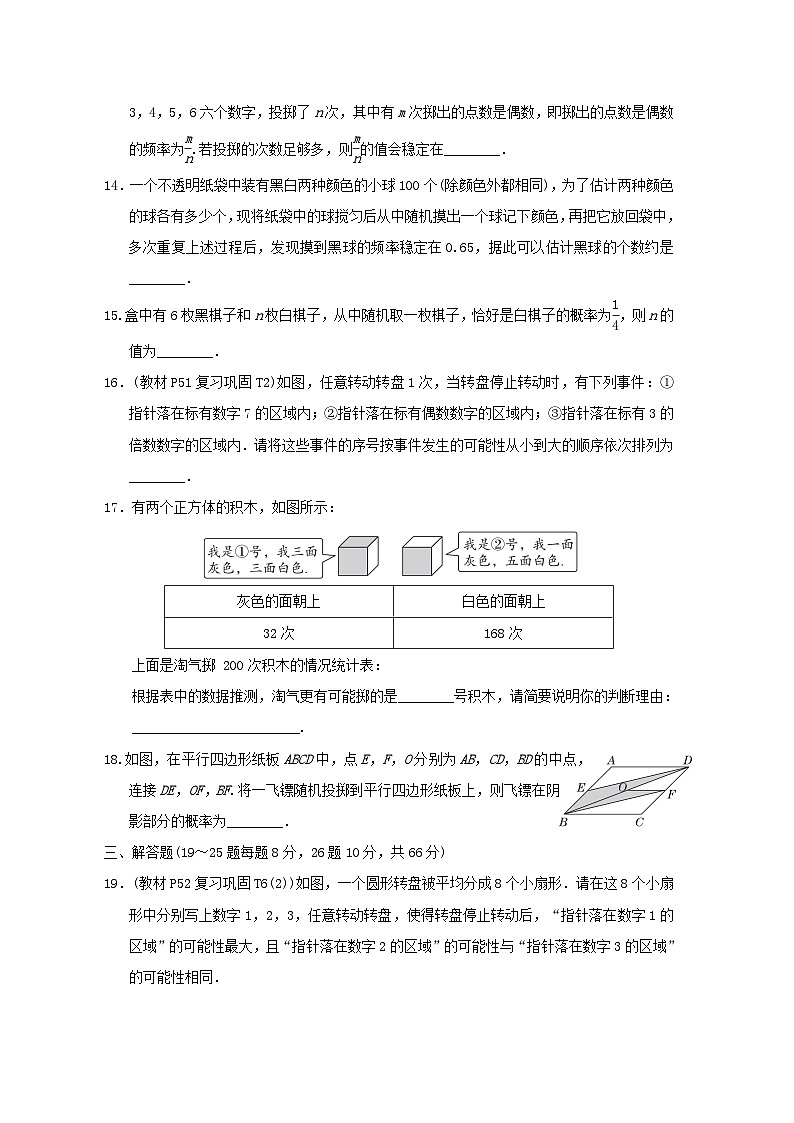 2024八年级数学下册第8章认识概率综合素质评价试卷（附解析苏科版）第3页