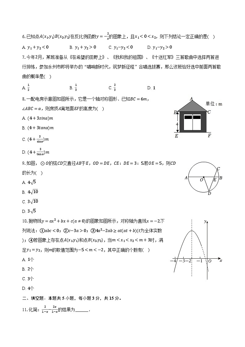 2023-2024学年湖北省十堰市郧西县九年级（下）月考数学试卷（3月份）（含解析）02