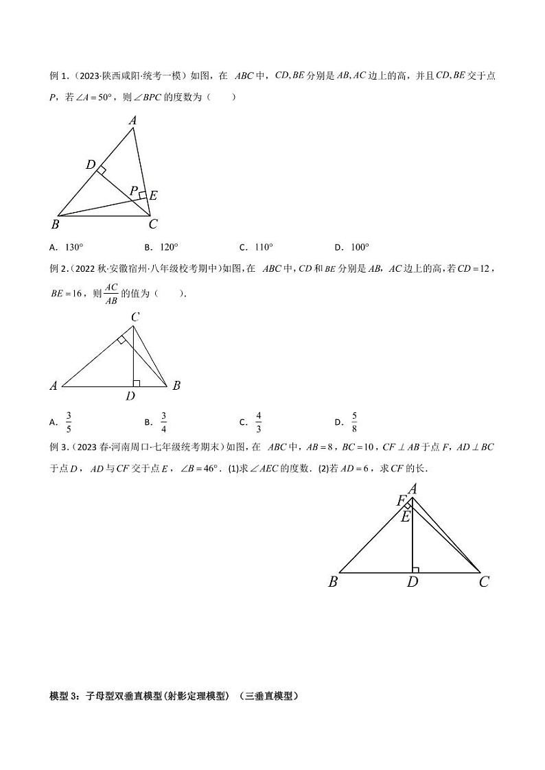 2024年中考数学二轮复习几何模型解读与提分精练 专题04 三角形中的导角模型-高分线模型、双（三）垂直模型（原卷版）第3页