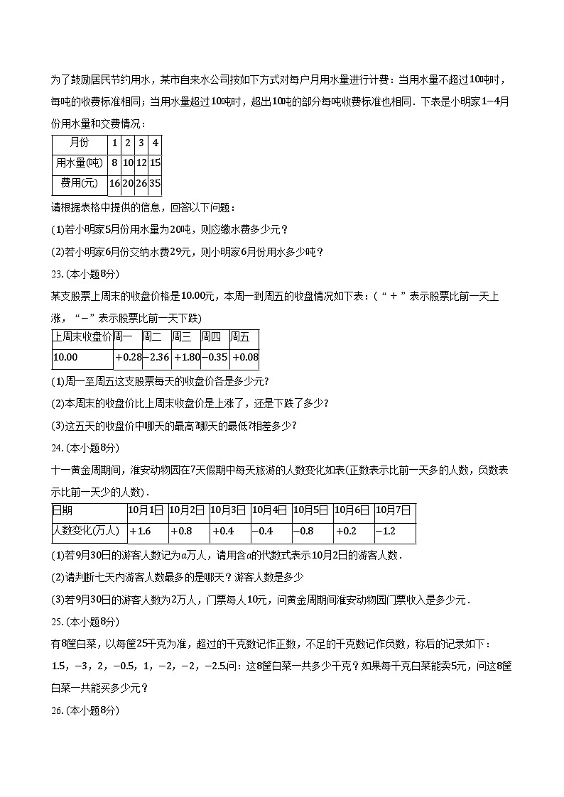 2023-2024学年江苏省南京市玄武区人民中学七年级（上）期中数学试卷（含解析）03