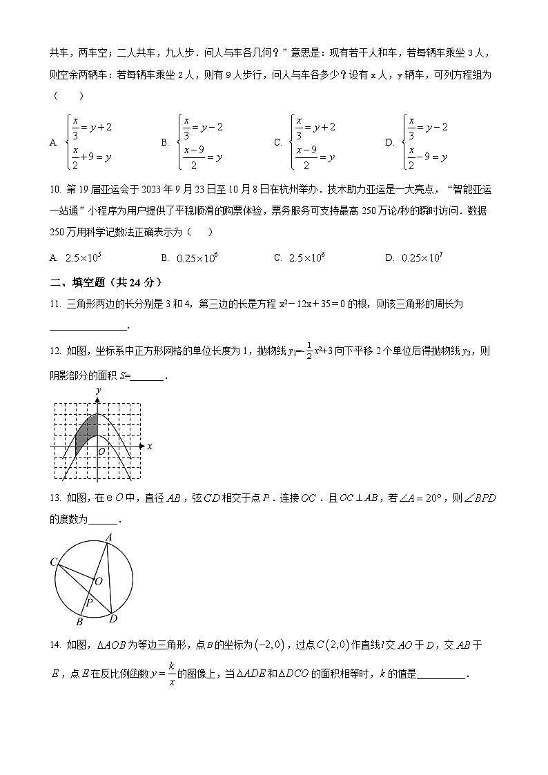 2024年甘肃省武威市凉州区第二十一中学教研联片中考第一次模拟考试数学模拟预测题（原卷版+解析版）03