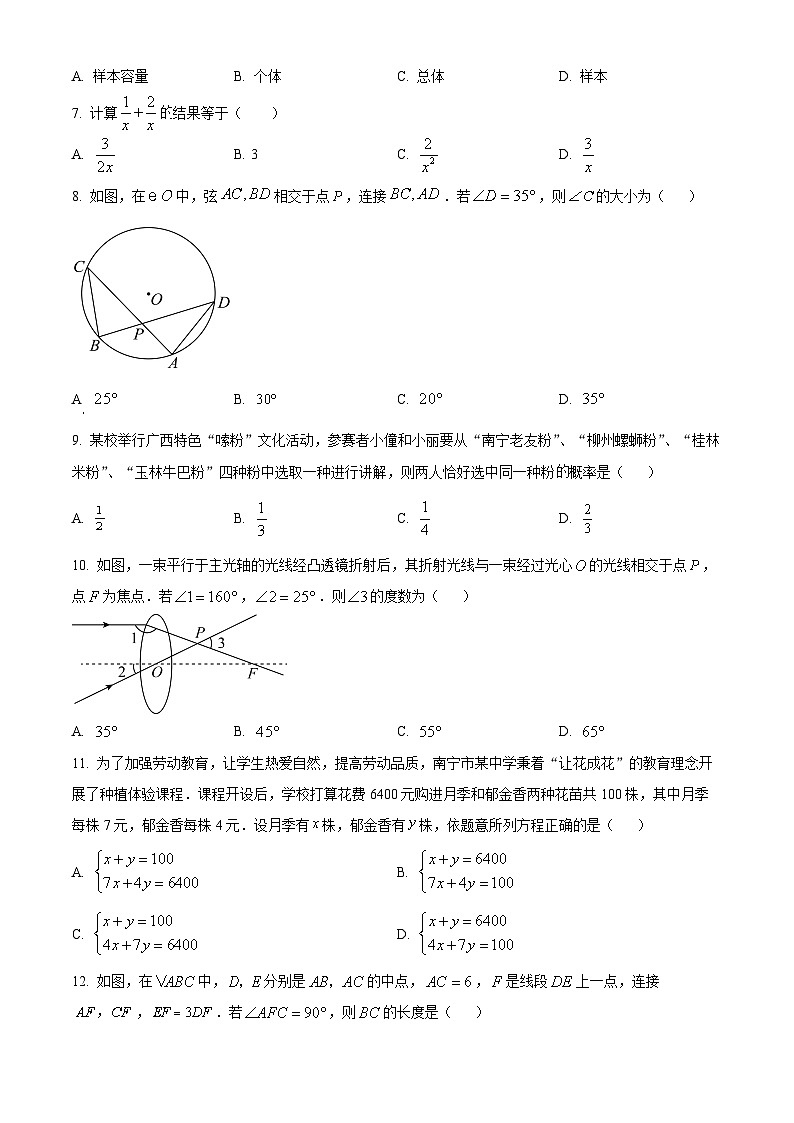 2024年广西壮族自治区钦州市灵山县部分学校九年级一模数学模拟试题（原卷版+解析版）02