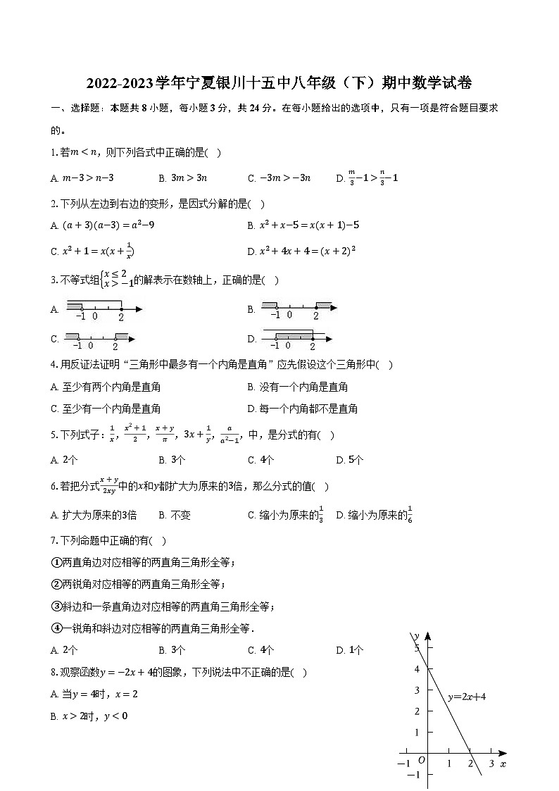 2022-2023学年宁夏银川十五中八年级（下）期中数学试卷-普通用卷第1页