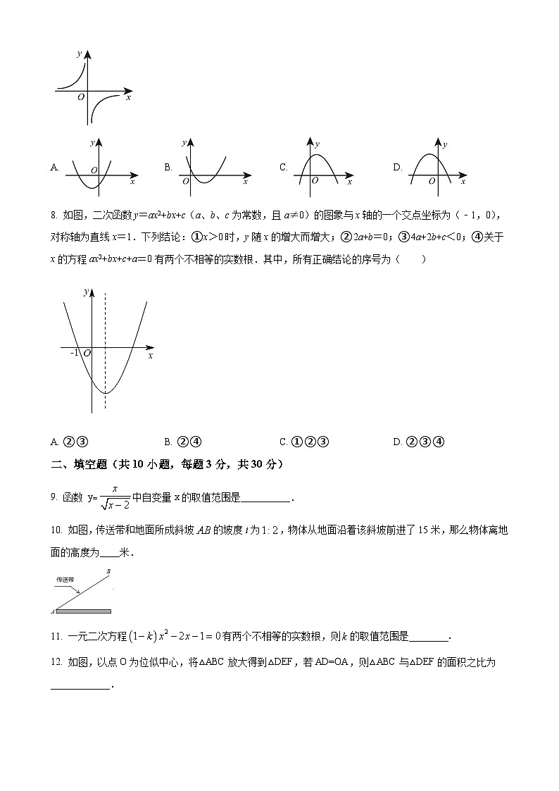 江苏省宿迁市沭阳县市区2023-2024学年九年级下学期3月第六次月考联考数学试题（原卷版+解析版）02