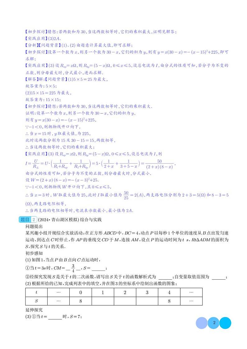 2024年九年级中考数学二轮复习热点： 压轴题02