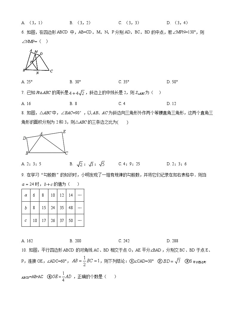 山东省日照市东港区实验中学2023-2024学年八年级下学期4月月考数学试题（原卷版+解析版）02