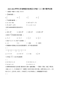 2023-2024学年江苏省南通市如东县七年级（上）期中数学试卷（含解析）