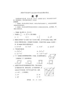 2024年吉林省长春市九台区中考一模数学试题+