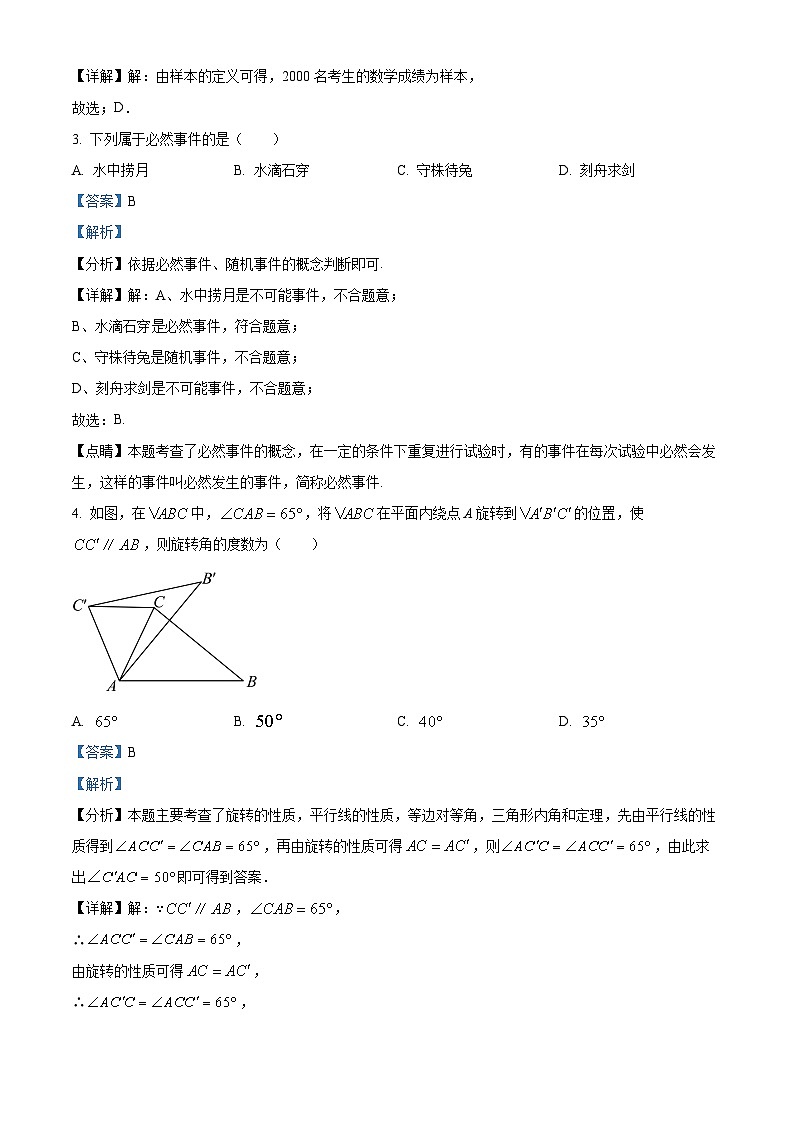 江苏省徐州市鼓楼区徐州树德中学2023-2024学年八年级下学期3月月考数学试题（原卷版+解析版）02