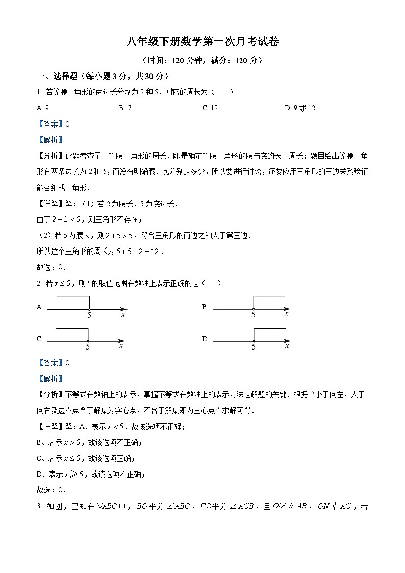 山东省菏泽市东明县长兴集乡初级中学2023-2024学年八年级下学期4月月考数学试题（解析版）第1页