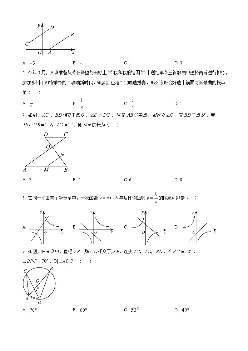 2024年山东省菏泽市单县湖西学校中考一模考试数学模拟试题（原卷版+解析版）02