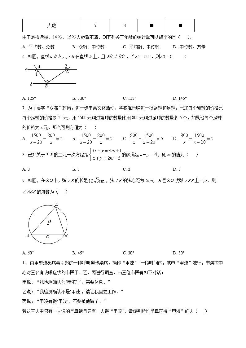 2024年湖南省张家界市桑植县中考一模数学试题（原卷版+解析版）02
