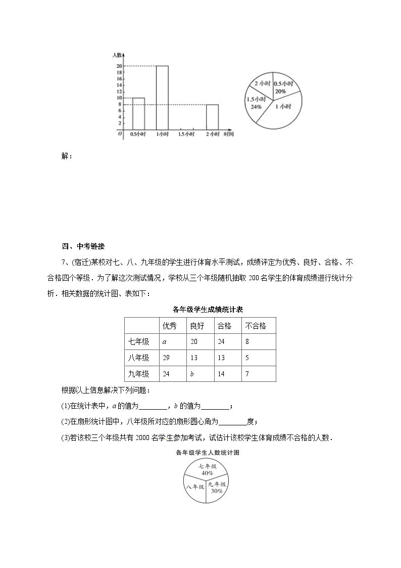 京改版数学七年级下册 9.3 数据的表示——扇形统计图 同步练习03