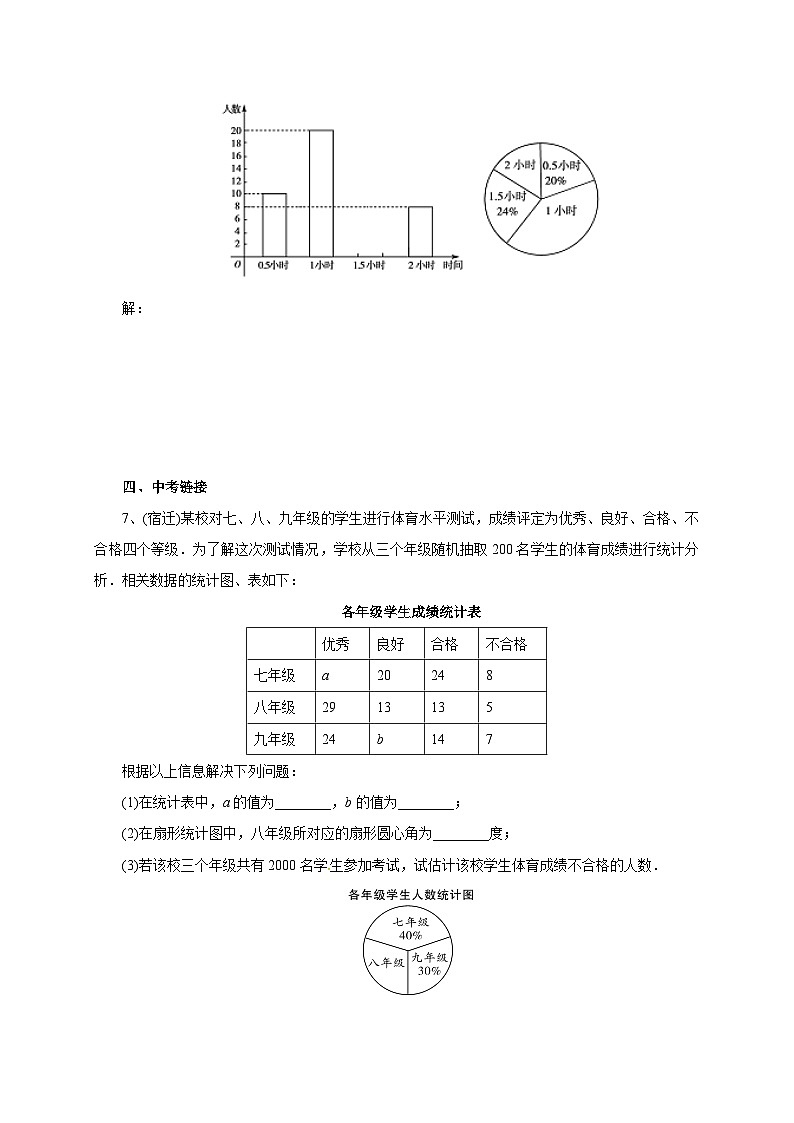 京改版数学七年级下册 9.3 数据的表示——扇形统计图 同步练习第3页