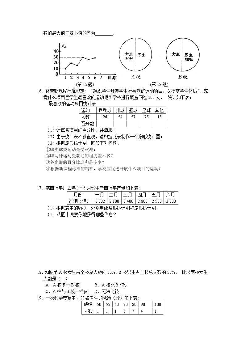 京改版数学七年级下册 9.4 用计算机绘制统计图 同步练习03