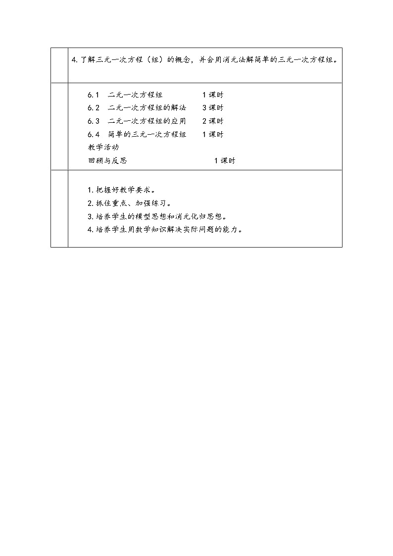 冀教版七年级数学下册第六章《二元一次议程组》（同步教学设计）第2页