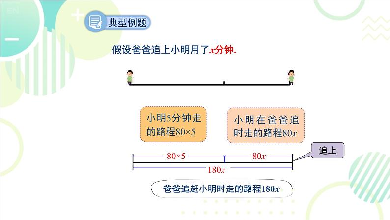 北师大版七年级上册数学 《应用一元一次方程——追赶小明》教学课件07