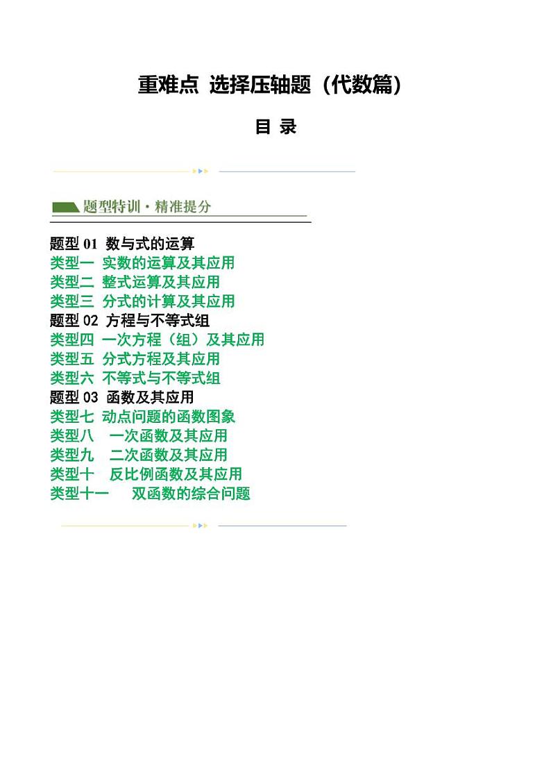 重难点 选择压轴题（代数篇）（解析版）第1页