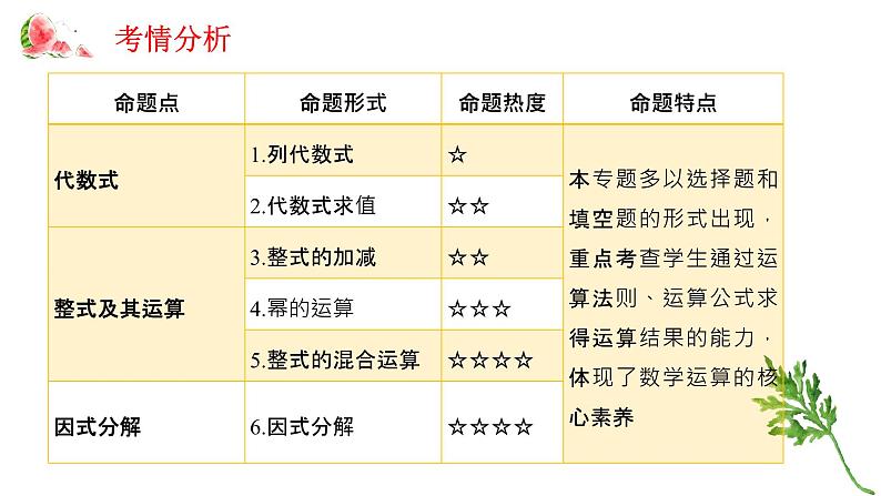 专题二 整式——2024届中考数学一轮复习进阶课件02