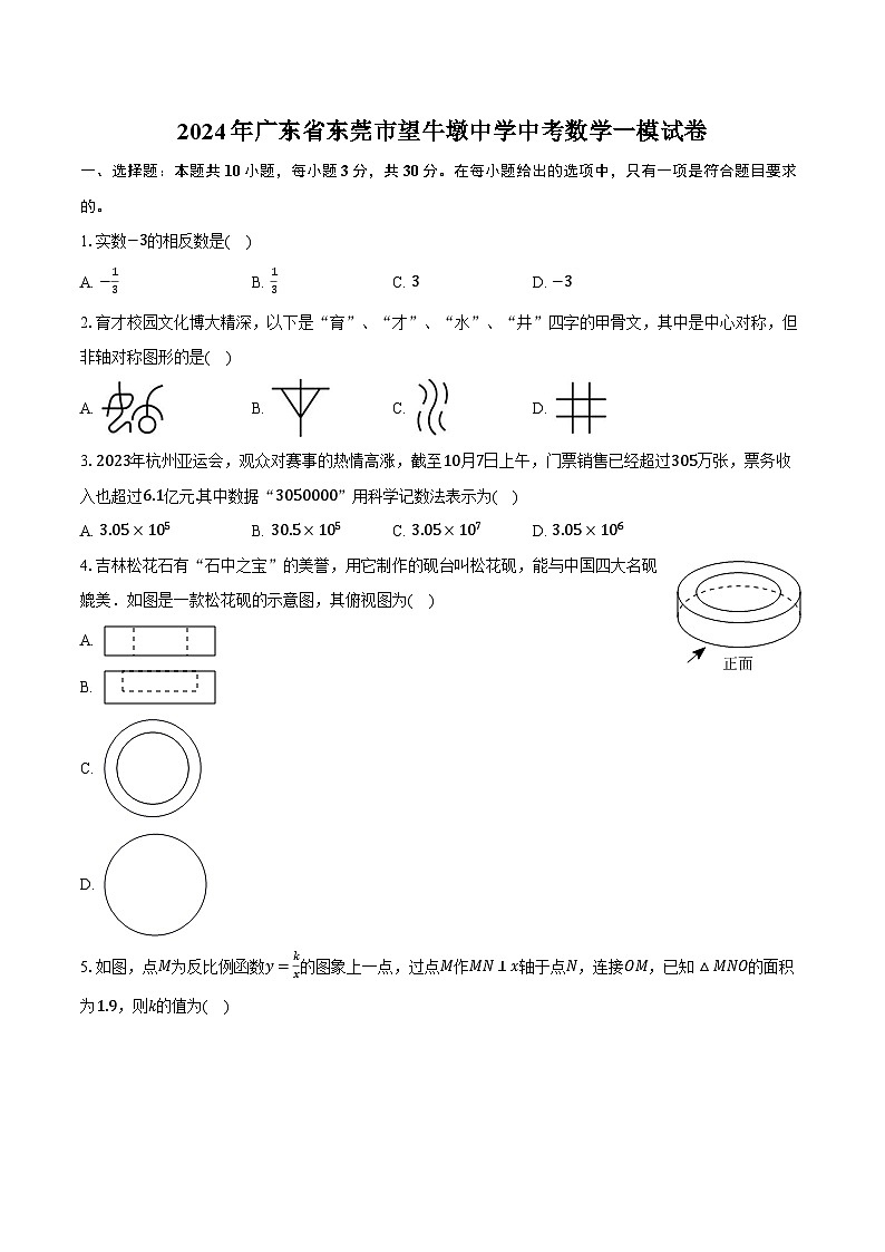 2024年广东省东莞市望牛墩中学中考数学一模试卷（含解析）01