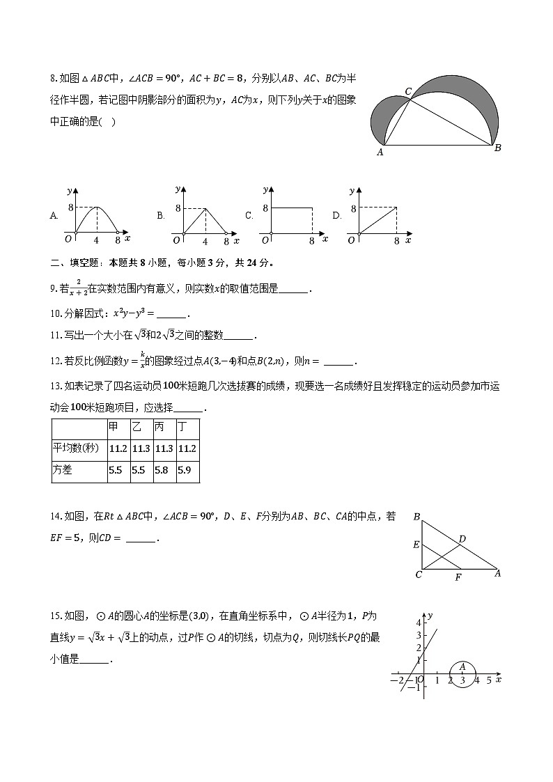 2023-2024学年北京市海淀区清华附中九年级（下）月考数学试卷（4月份）（含解析）第2页