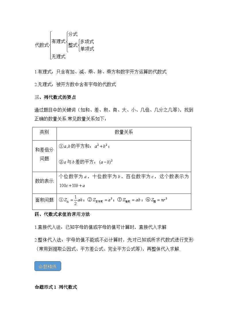 专题二 整式——2024届中考数学一轮复习进阶讲义第2页