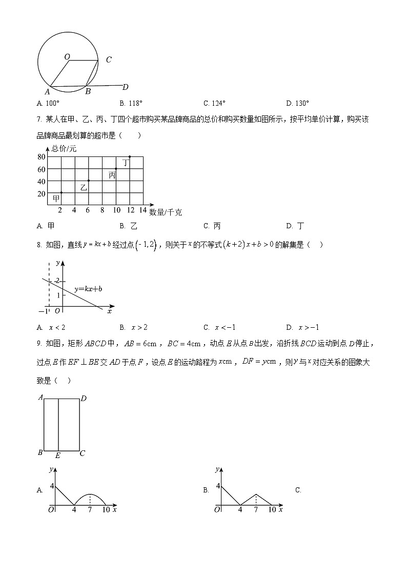 2024 年江苏省南通市九年级数学中考模拟试题  （原卷版）第2页